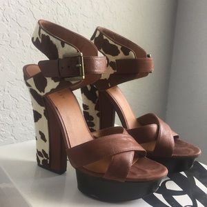 Nine West Cowprint Platform Heel